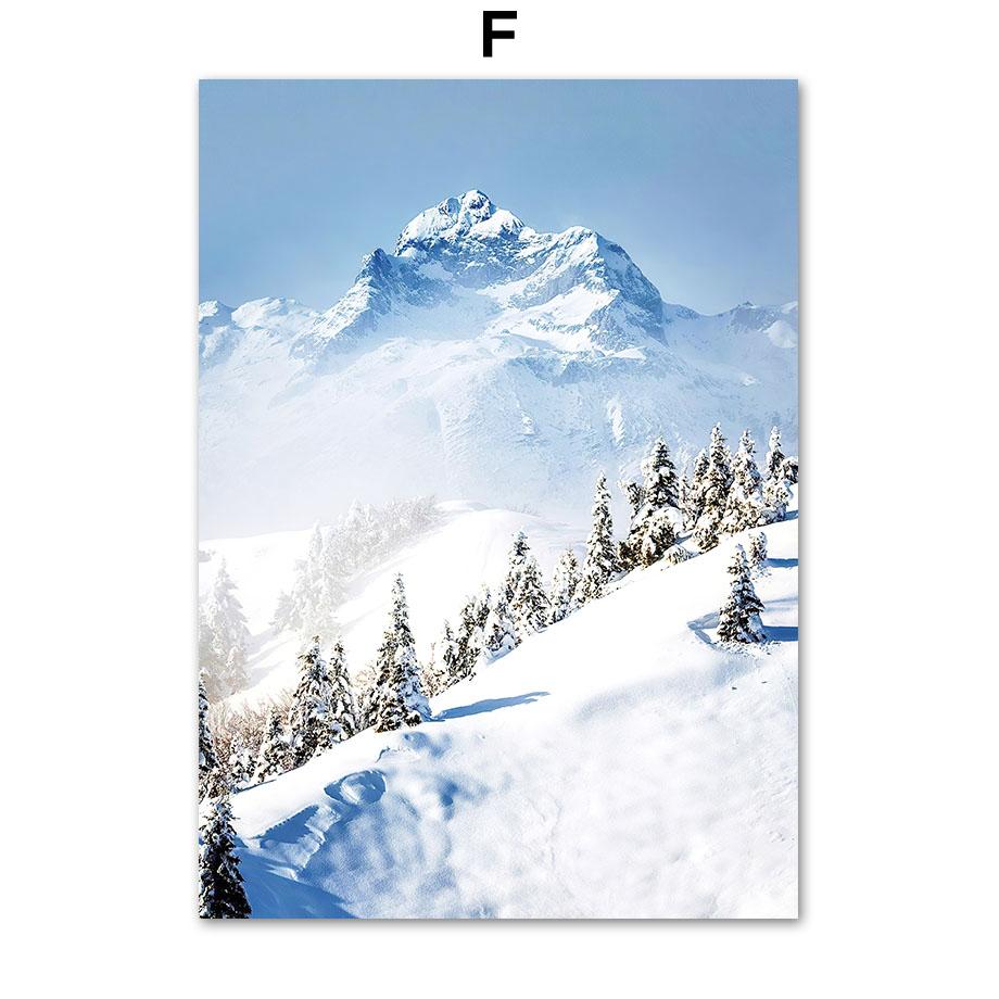 Winter Snow Fores Cabin Leopard Deer Plant Wall Art Canvas Painting Nordic Posters And Prints Wall Picture For Living Room Decor