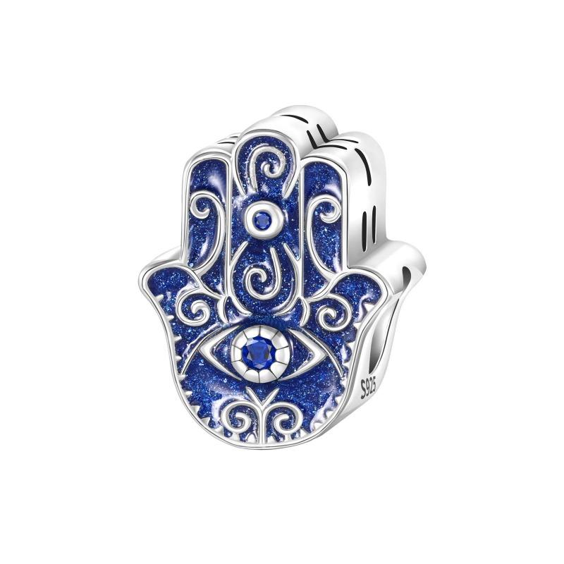 Original Copper Blue Evil Eyes Charms Ring Earrings Bead Palm Pendants Fit Bracelet Necklace Jewelry Gift