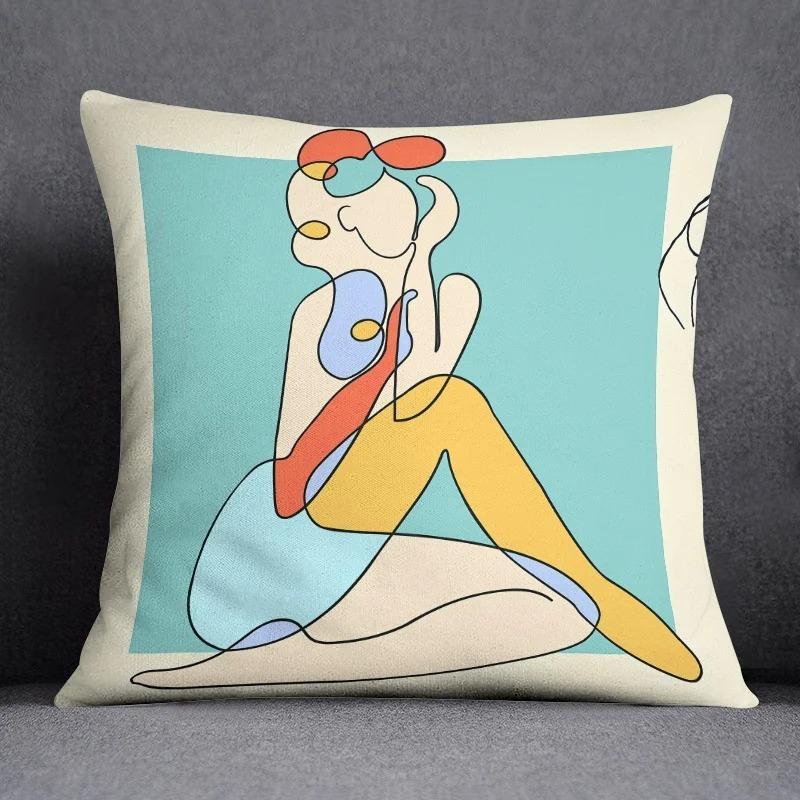 Office Living Room Home Pillowcase Abstract Illustration Style Printed Pillowcase Car Ornaments