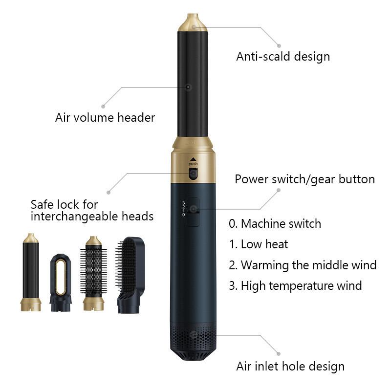 Многофункциональная расческа с горячим воздухом 5-в-1 для выпрямления и завивки, фен двойного назначения, высокоскоростная автоматическая плойка