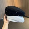 Женский берет со стразами и перламутром, модная весенне-осенняя универсальная шляпа с характером, японская ретро-шляпа с рисунком на лице