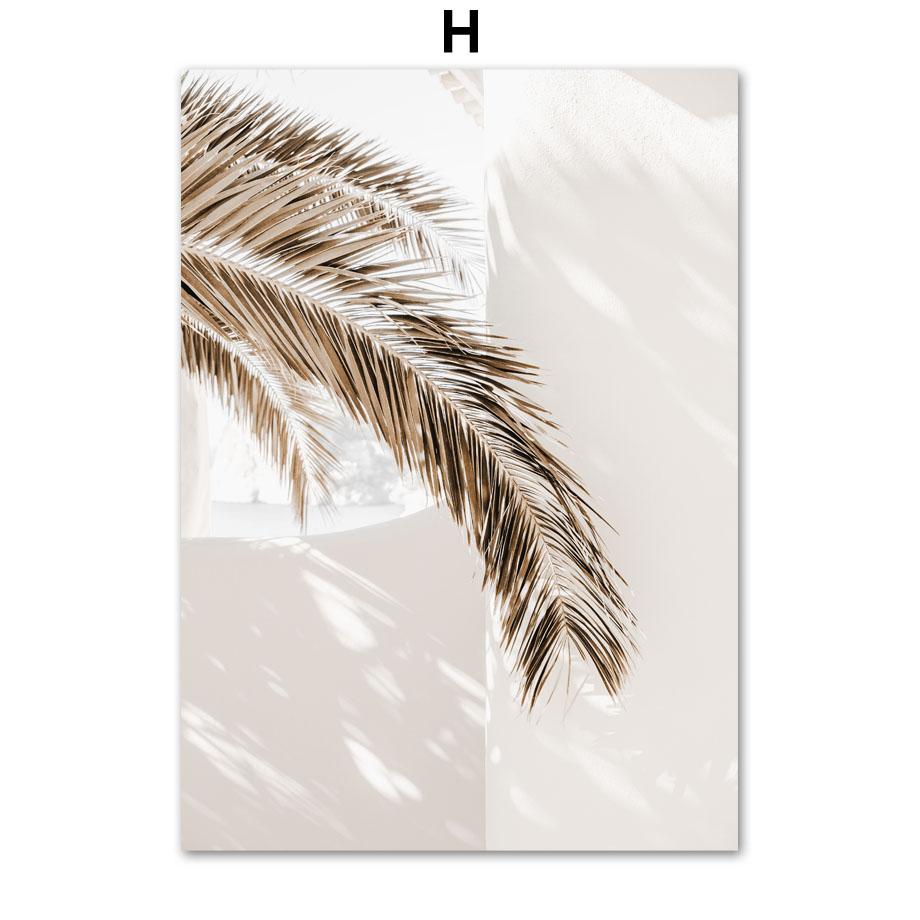 Beige Flower Palm Leaf Beach Lighthouse Wall Art Canvas Painting Nordic Posters And Prints Wall Pictures For Living Room Decor