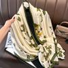 New Spring and Autumn Retro Floral Cranes Temperament Simulation Silk Large Long Scarf Sunscreen Outwear Shawl Female Silk Scarf