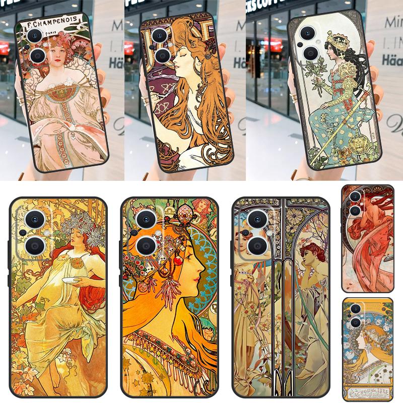 Alphonse Mucha Art Case For OPPO Find X2 X3 Neo Lite X6 X5 Pro Reno 8T 7 3 2Z 4Z 5Z 5 6 8 4 Lite Back Cover