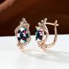 1 пара золотистого цвета Vine Geometry Round Oval Cut Pink Purple White Aqua Stone Party Серьги-кольца с камнем по рождению Висячие серьги Ювелирные изделия