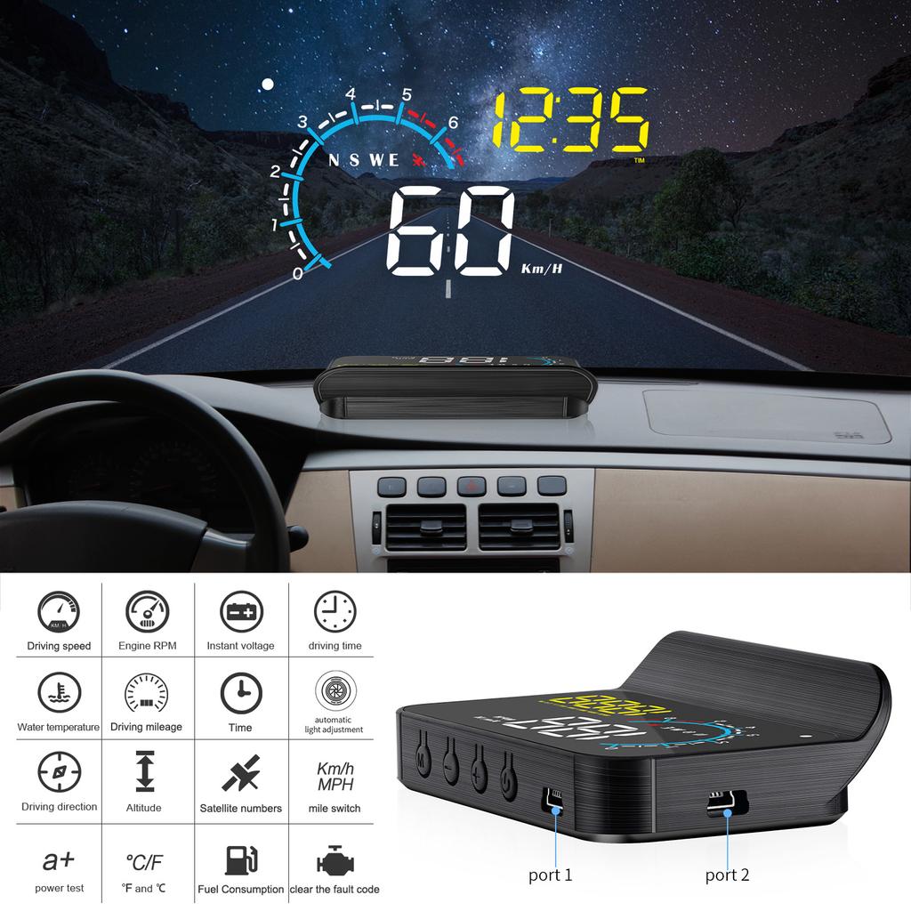 M12 HUD Автомобильный OBD2 GPS HUD Бортовой компьютер Автомобильный проектор Head Up Display Умные гаджеты Электроника для автомобиля Спидометр