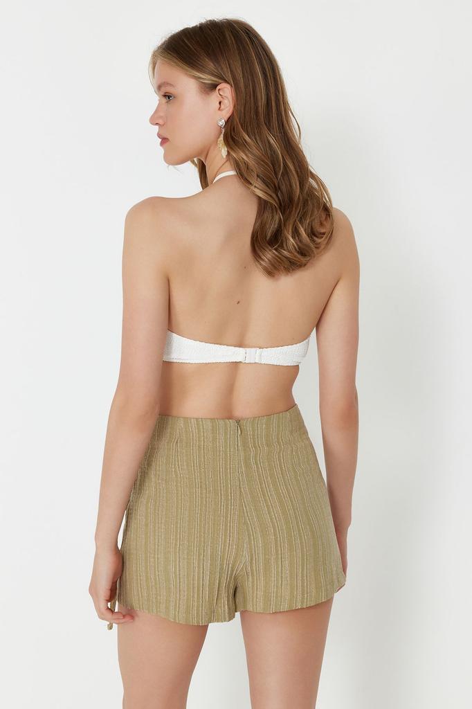 Women's Style Shorts Bermudas Khaki Woven Tied Linen Blend Short Skirt