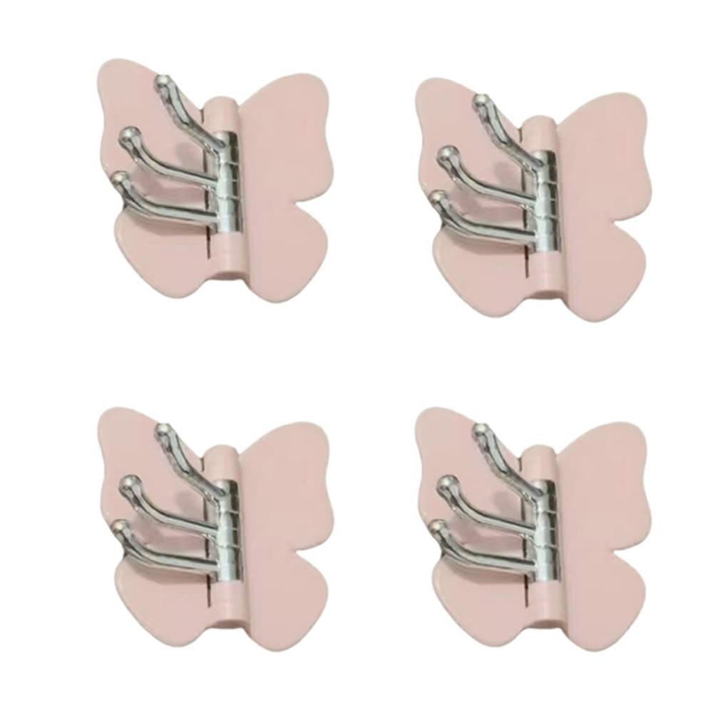 4PCS Self Adhesive Rotating Butterfly Wall Hooks Wall Mounted Corner Hooks Bedroom