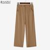 Womens Casual Solid Color Loose Cropped Pants