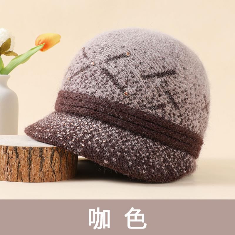 Женская теплая флисовая утолщенная шапка для среднего возраста, ветрозащитная шапка для мамы для улицы, универсальная защита для ушей, вязаная шерстяная шапка