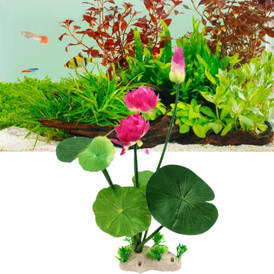 Аквариумные искусственные растения лотоса Украшения для аквариума Украшения из водной травы Реалистичные водные цветы Легко чистить Прочный Экологичный