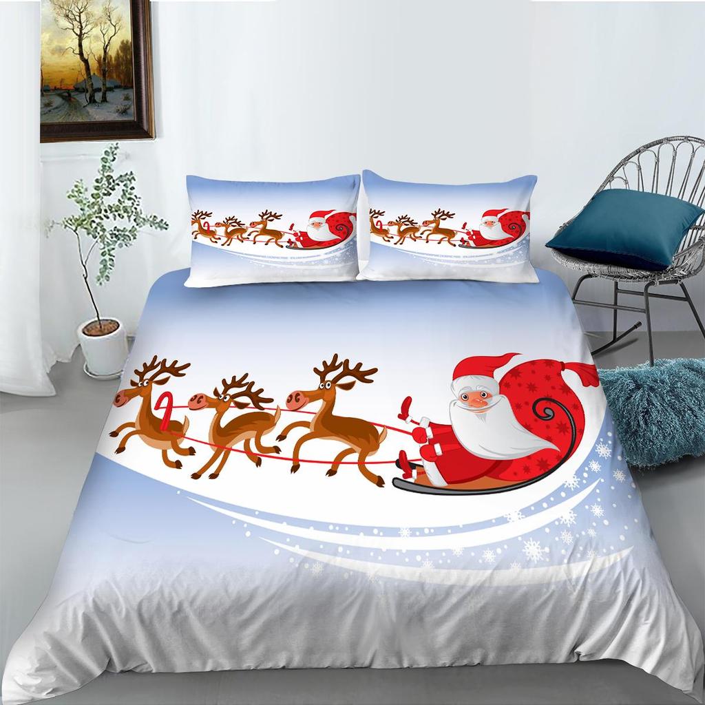 Christmas Themed Home Bedding Set, Bedroom Duvet Cover Bedding Set, EU Full Size Single/double Bed Home Decoration