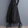 Черный хлопок Большие размеры Винтаж высокая талия Повседневный свободный Весна Осень широкие брюки Юбка Женские брюки