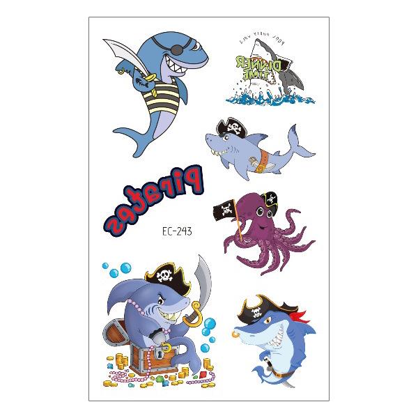 Waterproof Children's Pirate Shark Tattoo Stickers - Birthday Party & Cartoon Design
