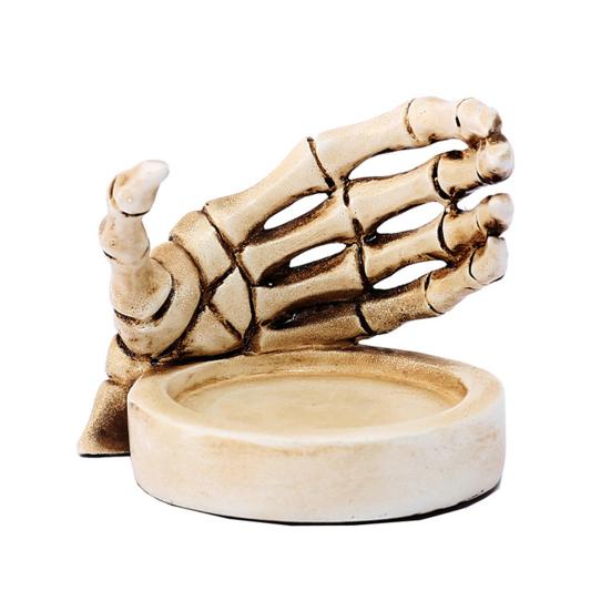 Подсвечник в виде скелета на Хэллоуин, жуткий череп в форме руки, подставка для чайной свечи, подсвечник, центральный элемент, украшение для рабочего стола, орнамент