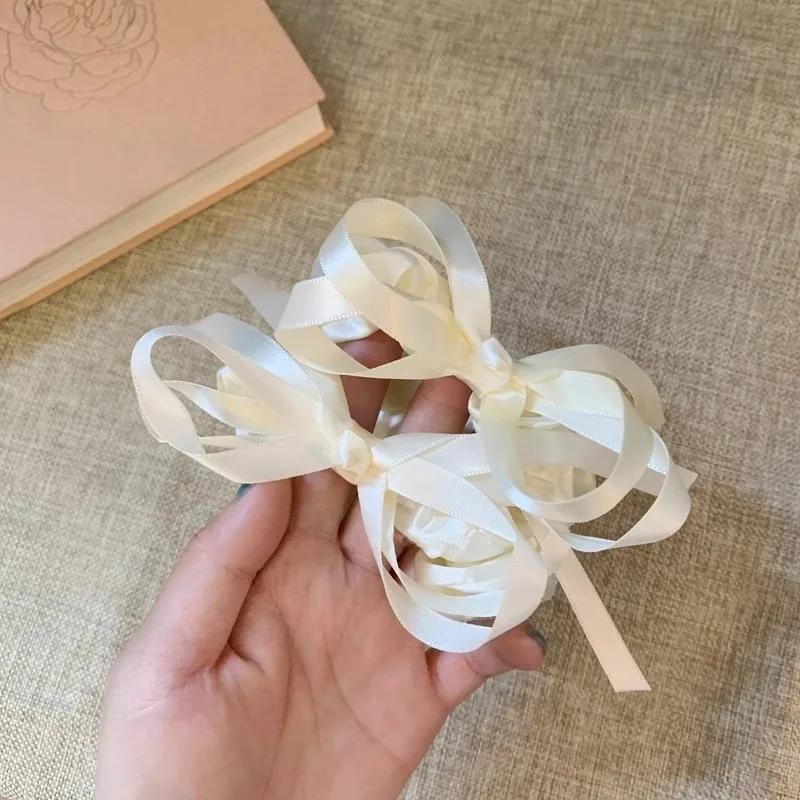 Korean Bow Streamer Hair Ring Women's Fashion Simple and Versatile Scrunchie Outdoor Hair Accessories