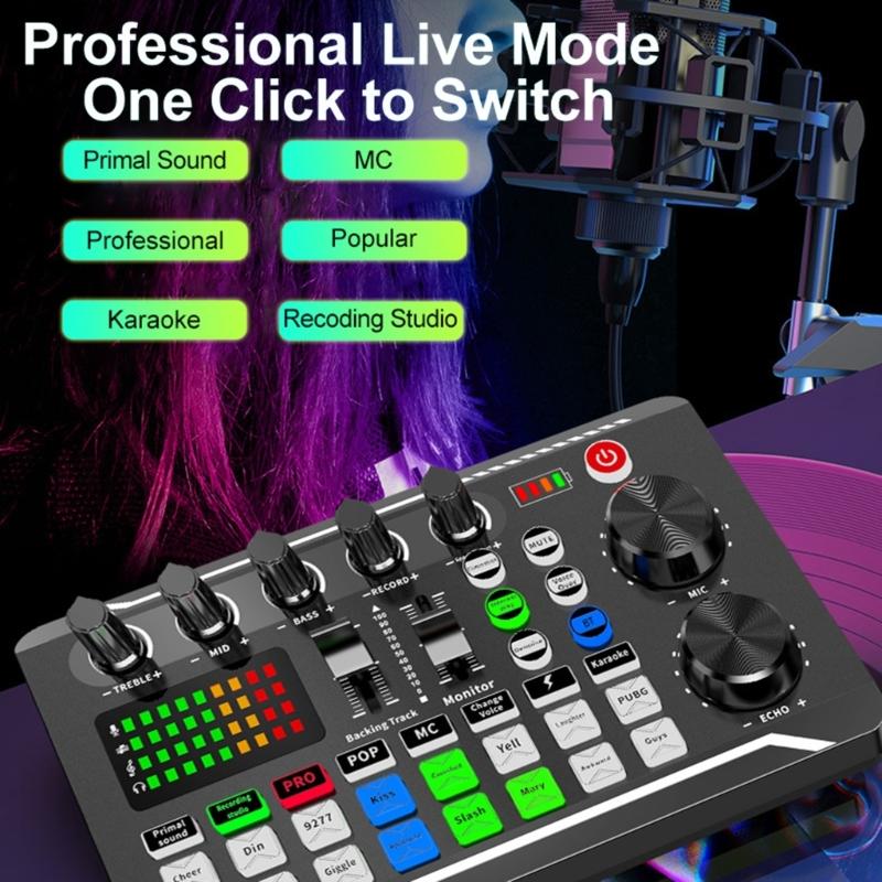 F998 Condenser Microphone With Auditory Mixer Sound Card For Clear Auditory In Podcasts And Music Production