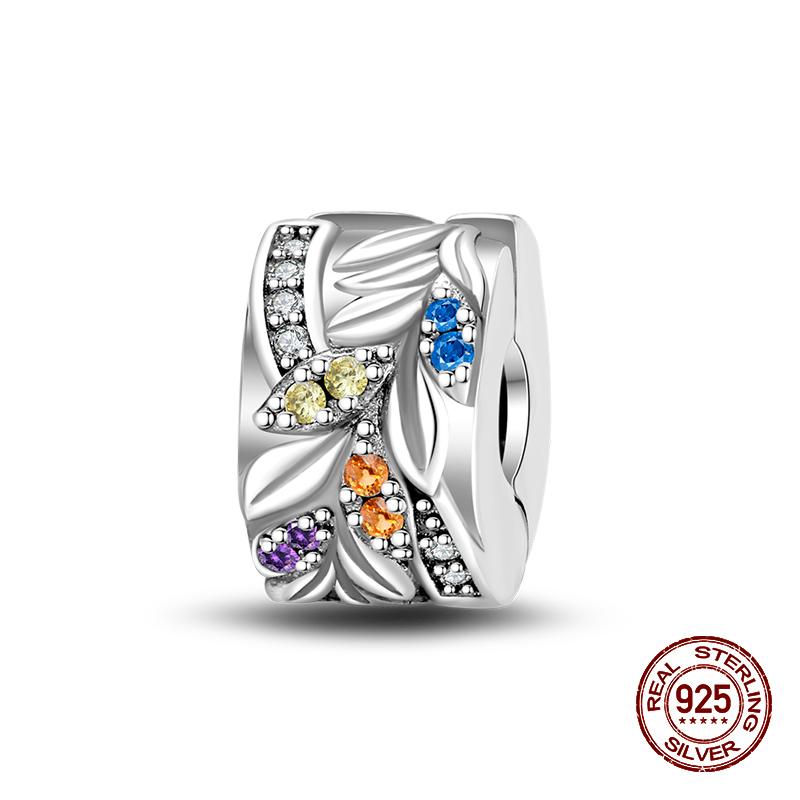 Fashion 100% 925 Sterling Silver Colorful Zircon Stars Moon Separator Charms Bead Fit Original Bracelet Fine DIY Jewelry