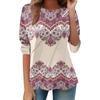 Women's Loose Casual Long Sleeve Top Round Neck Button Pull Stripe Prints T Shirt