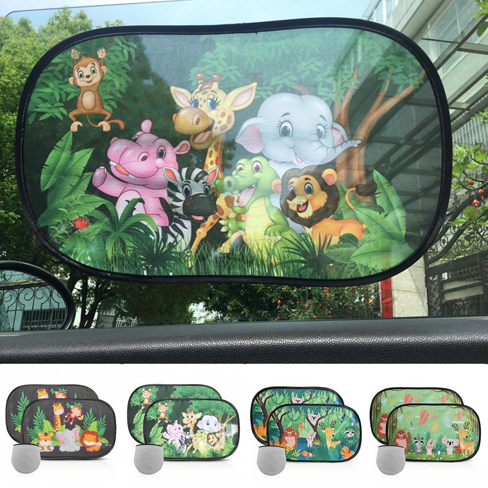 2Pcs Car Side Window SunShade Windscreen Roof Window Cartoon For Children Adults Adsorption SunShade Sunvisor with Storage Bag