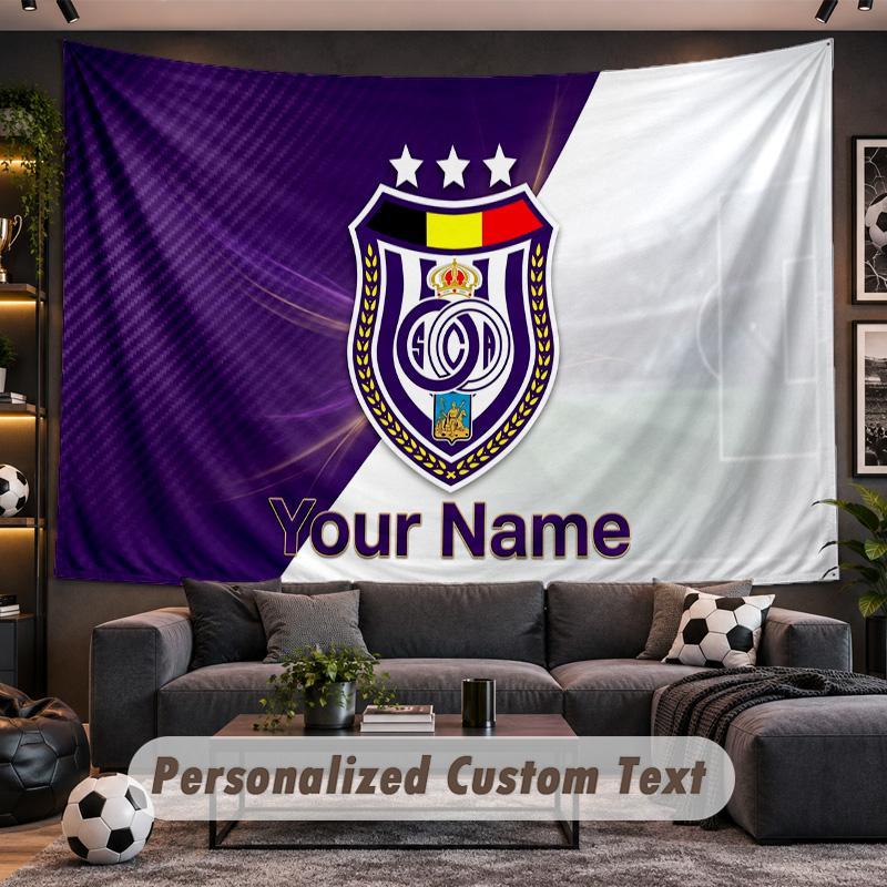 Anderlecht FC logo Personalized Tapestry Support Custom Name, Wall Art Home Decoration