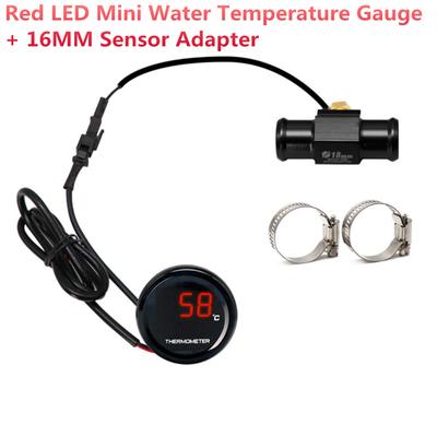 Универсальный мотоциклетный термометр, приборы, температура воды, температура, светодиодный цифровой дисплей, датчик, метр, с адаптером датчика температуры 16 мм