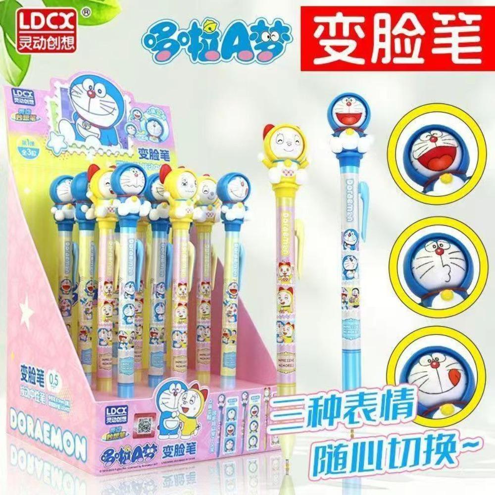 Doraemon Face-Changing Gel Pen & Moonlight Pen Press Type Black Ink Cute Anime Stationery Decompression School Gift