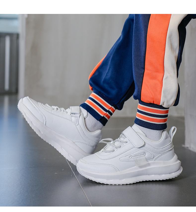 2025 Children's White Sports Shoes - All-Season Leather Sneakers for Primary School Students