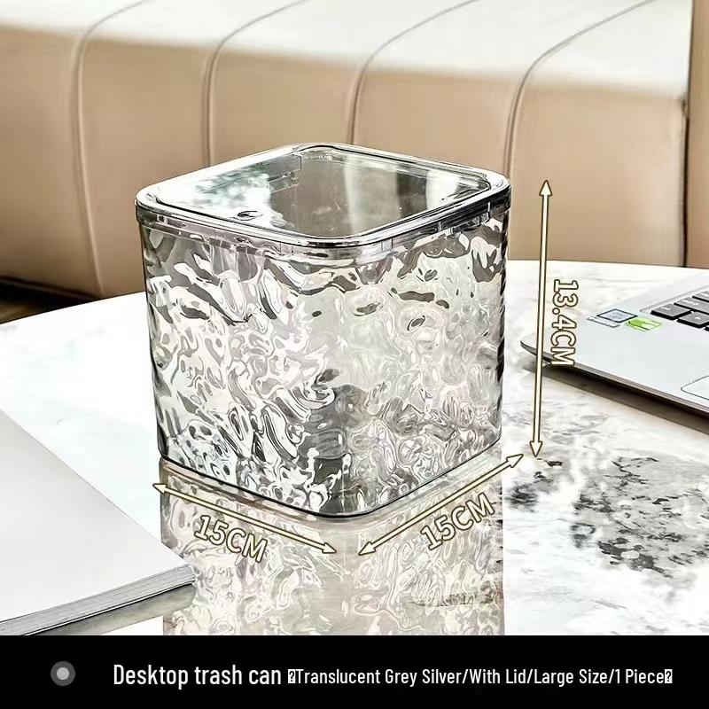 Compact Desktop Trash Bin with Lid, Press-Type Pop-Up Wastebasket for Kitchen, Dining, or Office Use