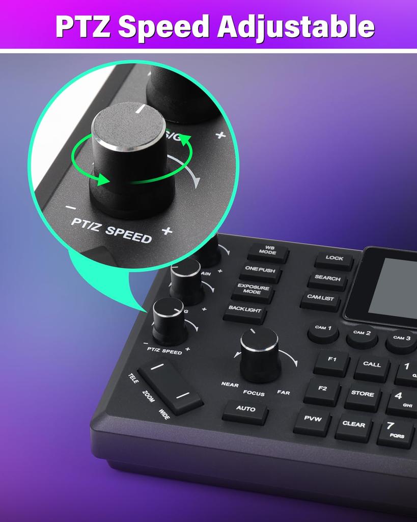 Контроллер FoMaKo PTZ, совместимый с PoE и 3-дюймовым ЖК-экраном, экран предварительного просмотра для потоковой передачи в реальном времени IP Visca PELCO RS232 RS485, совместимый с PTZ-камерой