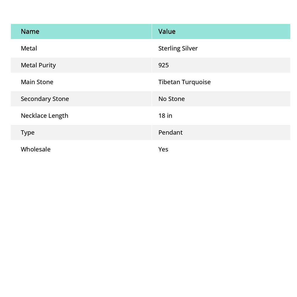 Подвеска из натуральной тибетской бирюзы из стерлингового серебра 925 пробы 2,25" h7J26