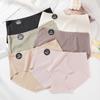 Women Ice Silk Seamless Panties Mid Waist Maillard Color Briefs Soft and Comfortable Underwear M-XL