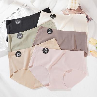 Женские бесшовные трусики из ледяного шелка, со средней посадкой, цвета майяр, мягкое и удобное нижнее белье M-XL