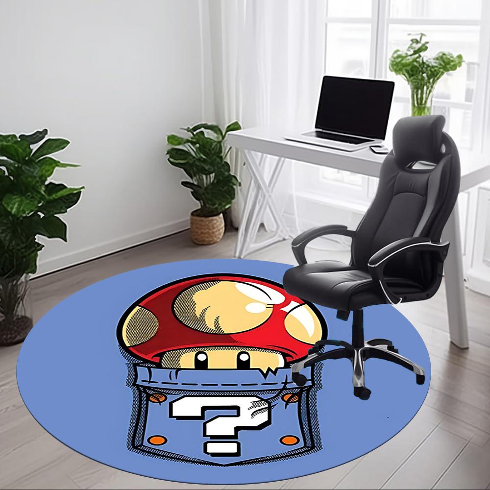 1pc Mario Mushroom Pocket Office Round Area Rug, Under Office Chairs Bedroom Living Room Home Decor a1022247