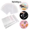 50/100pcs Clear Sealed Pouch OPP Plastic Pouch Jewelry Gift Wrap Self Adhesive Biscuit Candy Packaging Cellophane Pouch