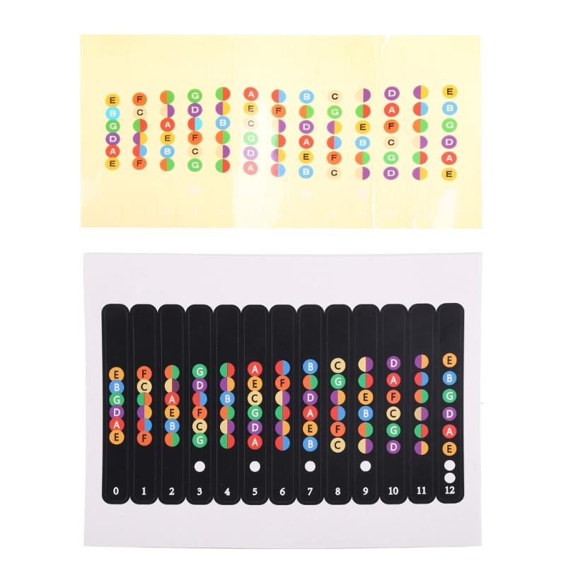 Наклейки с нотами и аккордами для акустической гитары и бас-гитары, наклейка на заднюю панель карты. (Черно-белый)