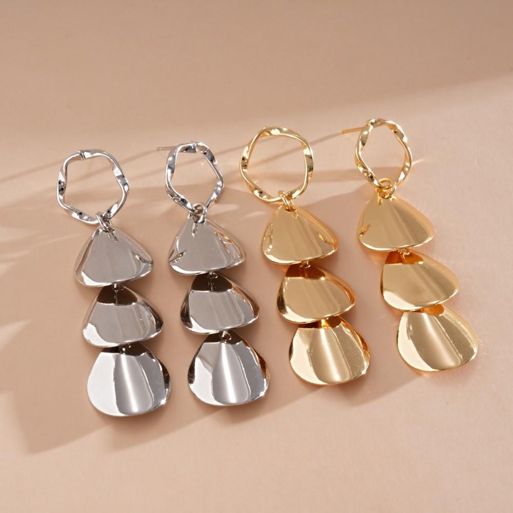 Round Circular Tassel Earrings Gift Accessories Ear Pendant Metal Drop Earrings Women