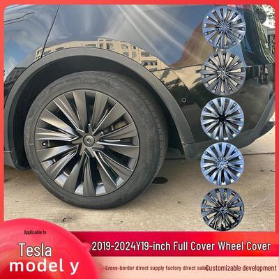 Колпаки на 19-дюймовые колеса Tesla Model Y 2019-2024: Декоративные аксессуары с полным покрытием, устойчивые к царапинам, для 3-го/4-го поколения