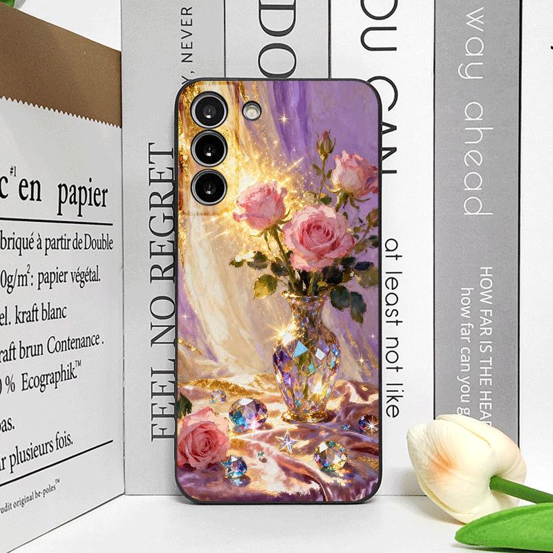 Роскошный Чехол для Телефона с Принтом Розовой Розы и Алмазов для OnePlus 12 13 R 11 10 9 Pro Nord 4 2T CE5 CE2 ACE2 ACE3 5G Мягкий Чехол