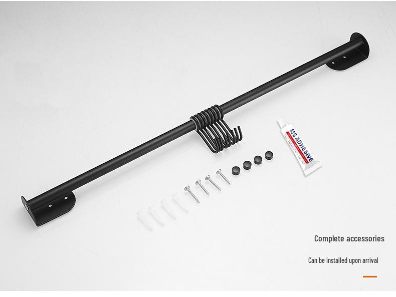 Stainless Steel No-Drill Wall-Mounted Kitchen & Bathroom Utensil Rack with Movable Hooks