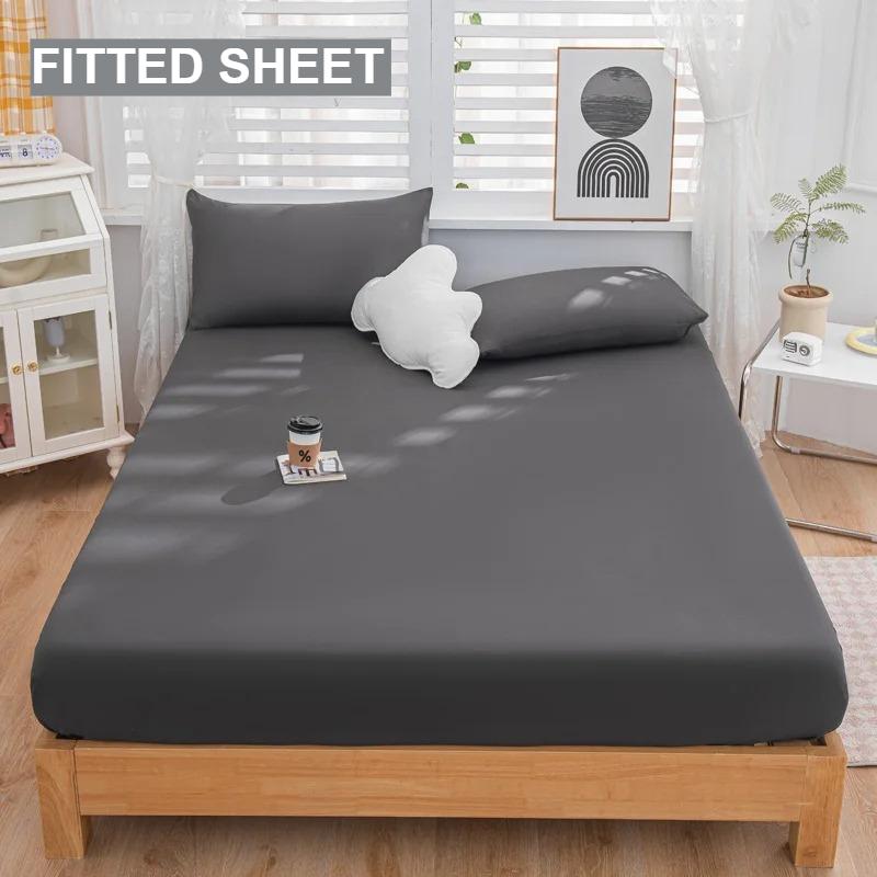 1 шт. Водонепроницаемая простыня на резинке из высококачественной реактивно окрашенной плотной ткани, эластичная, доступна в различных размерах, мягкая простыня, пишите, серый, черный, 120/140/160
