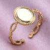 5pcs Retro Stainless Steel Gold Plated Ring Irregular Geometry Bow Ellipse Water Droplet Rings Diy Stone Drill Jewelry No Fading