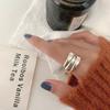 Korean S925 Silver-Plated Three-Layer Retro Hip-Hop Stacking Ring for Women
