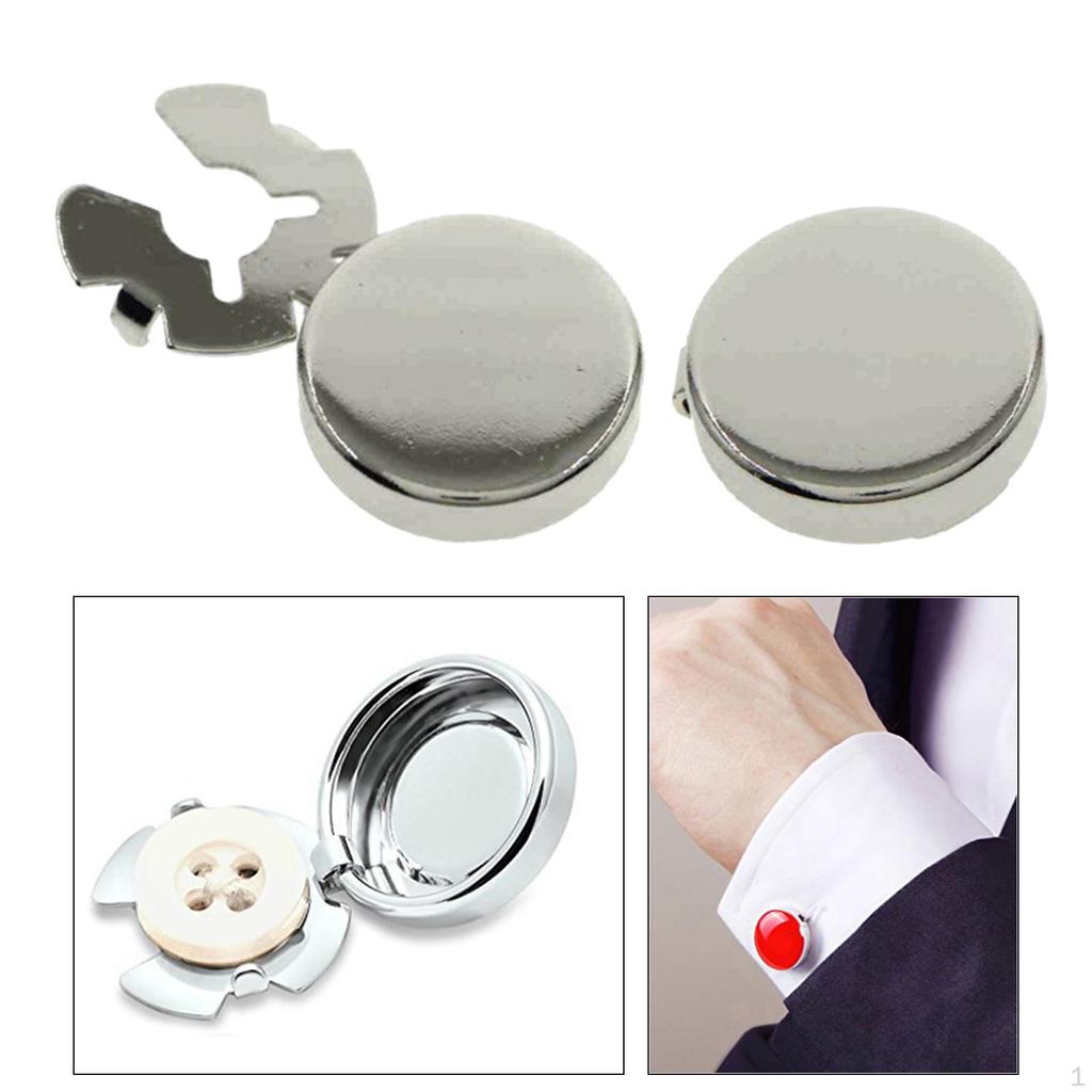 2 Men Cufflinks Round for Dress Shirts Wedding Formal Novelty Gifts