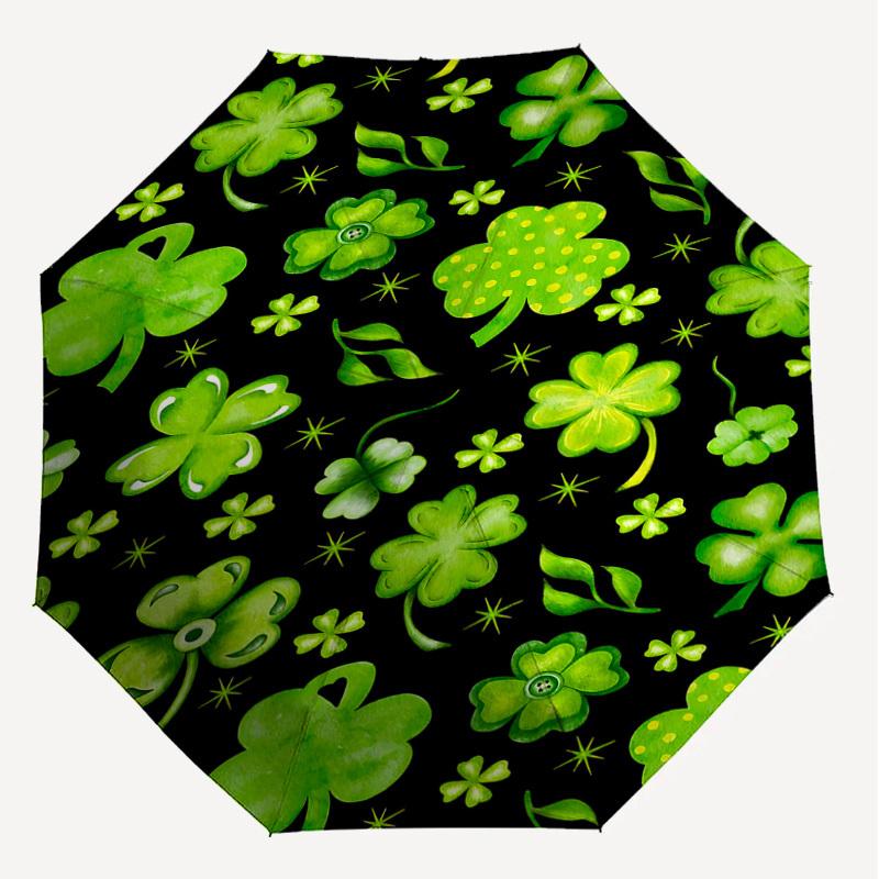 1PC clover leaves Automatic Open/Close Umbrella with Windproof, 8-Rib Sturdy Canopy, Durable Ribs, Fashionable Design, Outdoor Accessory, Fun Prin, Ho