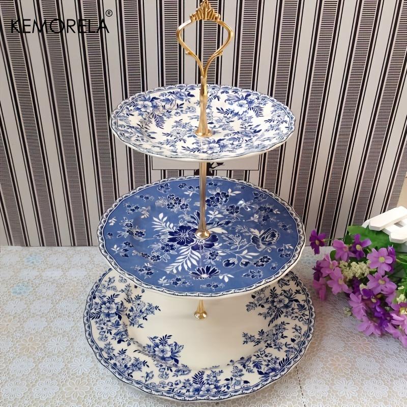 KEMORELA 2/3-Tier Ceramic Dessert Display Stand-Multi-Layered Cake Service Tray for European-Style Buffet and Party Decorations