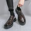 Черно-коричневые мужские кожаные туфли Джентльменский ретро-стиль уличный кэжуал молодежный Толстая подошва Универсальные 38-46
