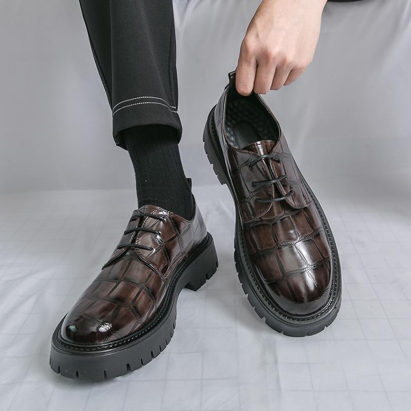 Модная мужская кожаная обувь черного и коричневого цвета, стиль джентльмена, ретро, модная уличная повседневная молодежная обувь на толстой подошве, универсальная, размеры 38-46