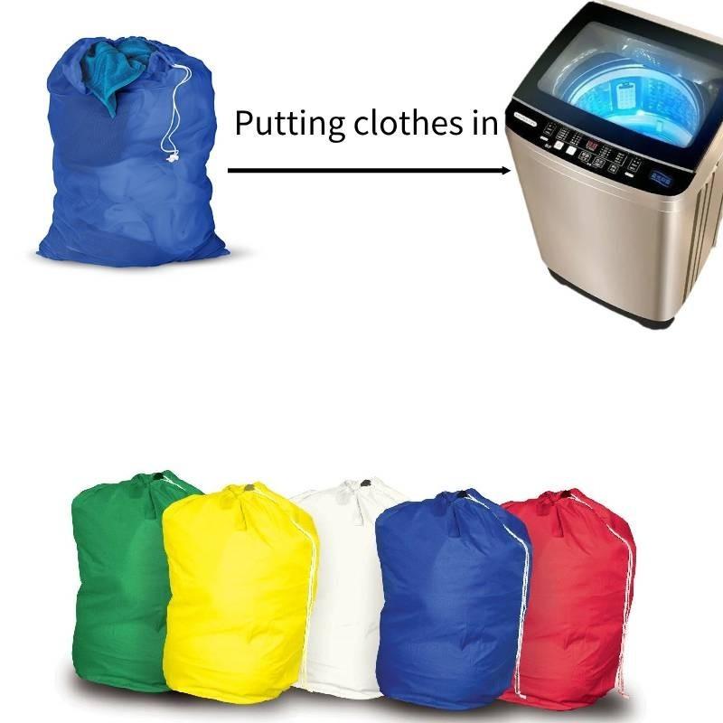 Прочная синяя нейлоновая сумка для белья с завязкой Прямоугольная форма