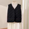 Women's Slim Wool Quilted Diamond Vest, Light and Warm for Autumn/Winter (White)